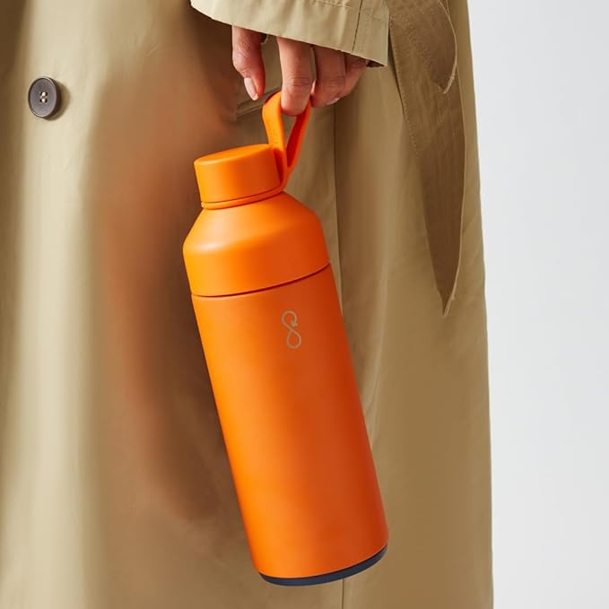 Ocean Bottle - Recycled Stainless Steel Drinks Reusable Water Bottle - Eco-Friendly & Reusable - Sun Orange - 34 oz
