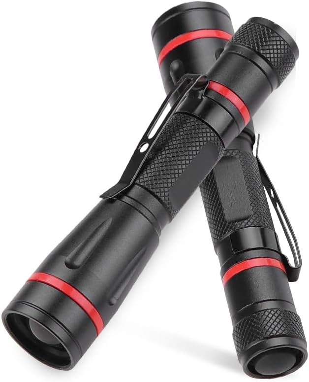 LED Flashlights High Lumens, 2 Pack Small Compact Mini Flashlight, Zoomable, Waterproof, LED Pocket Pen Light for Home, Outdoor, Emergency, Camping