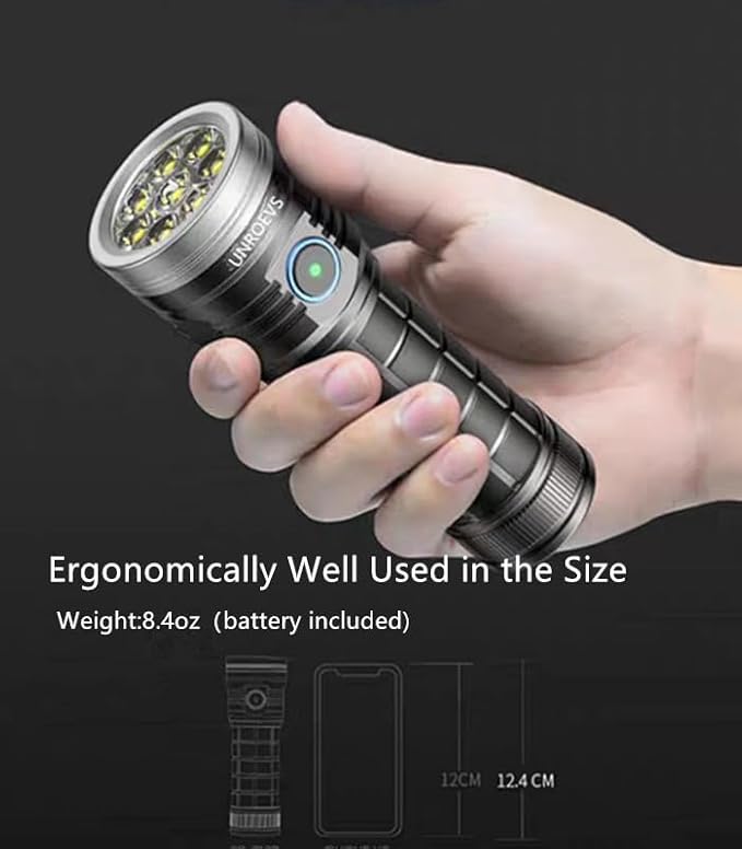 XC04 Flashlights High Lumens Rechargeable Max 4000 Lumens,High Powered Flashlight with 8*LED 6000K,5 Light Modes,Super Bright Flash Light for Hiking,Camping.