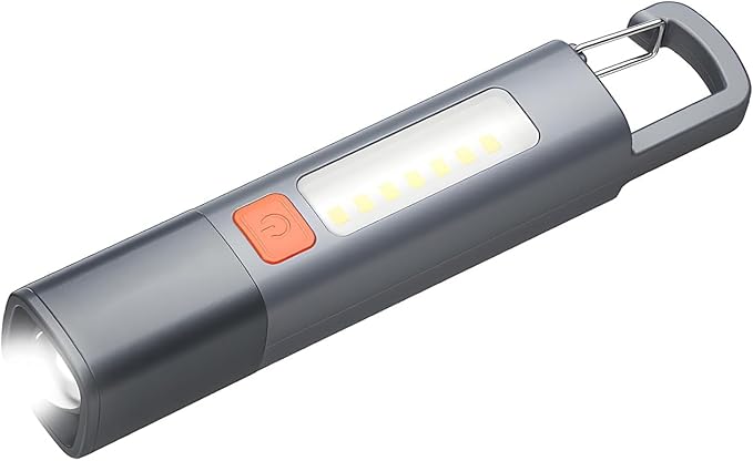 QUMOX Rechargeable LED Flashlight - Super Bright, Zoomable, USB Rechargeable, 3 Modes with COB Work Light - Compact Design for Camping and Emergencies - Pack of 2