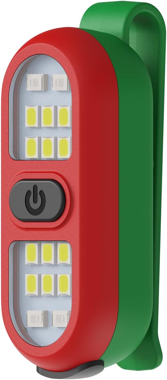 Christmas Clip on Flashlight, Running Light for Runners Rechargeable Safety Lights for Walking at Night Hands Free Flashlight Portable LED Work Light Warning Flashing Camping Hiking Walking Dog