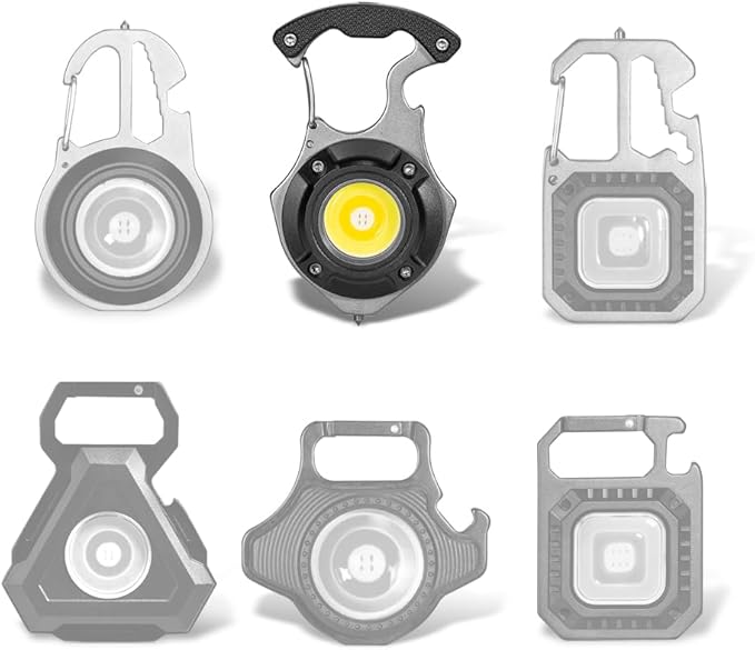 Keychain Flashlight for Camping - Mini Size - Rechargeable Keychain Light Pocket Mate for Keyring, 5 Modes, Multiple Functions (Silver-3)