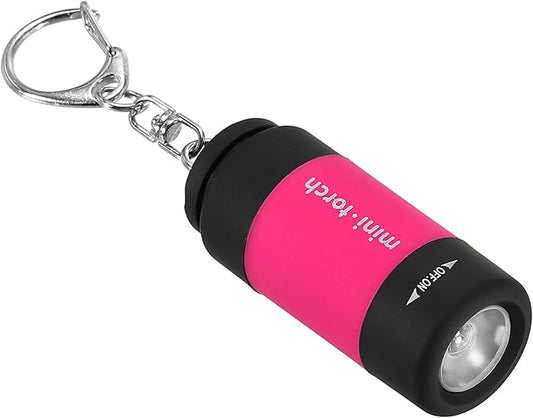 PATIKIL 2.1" Mini Rechargeable LED Keychain Flashlight, EDC Portable Small Torch with USB Charging for Everyday Carry, Bright Pink