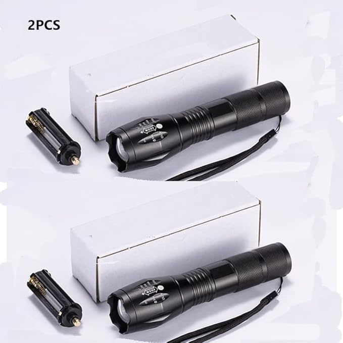 2pack LED high lumes flashlights, 5-Mode Tactical Light high-Brightness Portable Waterproof Zoom Flashlight for Camping, Outdoor, Hiking, Gift Giving, Emergencies and Daily use
