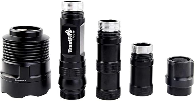 TrustFire TR-3T6 LED Flashlight, Super Bright 3800 Lumens, Water Resistant 5 Light Modes Large Tactical Torch by 2X or 3X Rechargeable Battery(not Included)