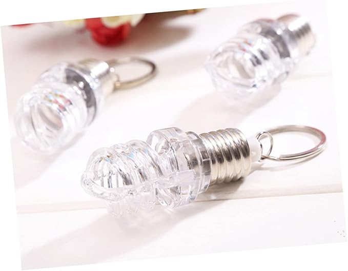STOBOK 10pcs Spiral Light Bulbs Flashlight Keychain Mini Flashlight Keychain Light Lamp Keychain for Kids Adults Hiking Camping Party Favors Goody Bag Fillers Prizes