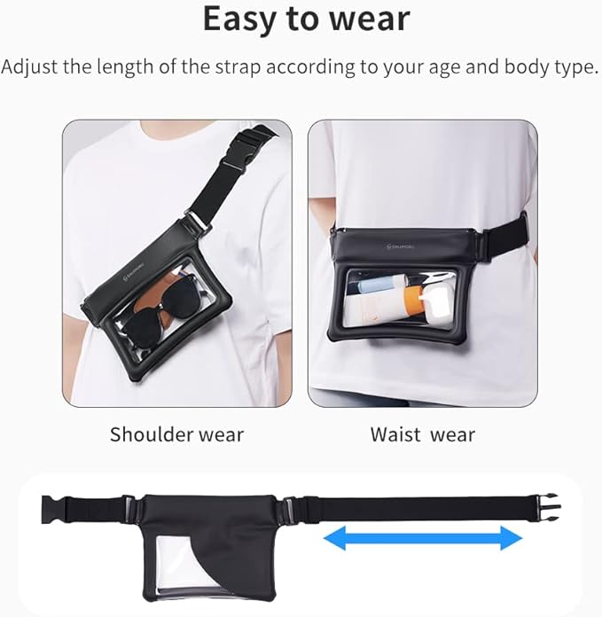 Sinjimoru Clear Waterproof Fanny Pack Dry Bag, Adjustable Strap Floating Crossbody Waist Belt Bag for Swimming Paddling Snorkeling, Lockable Travel Beach Bag. Sinjimoru Waterproof Cross Bag White