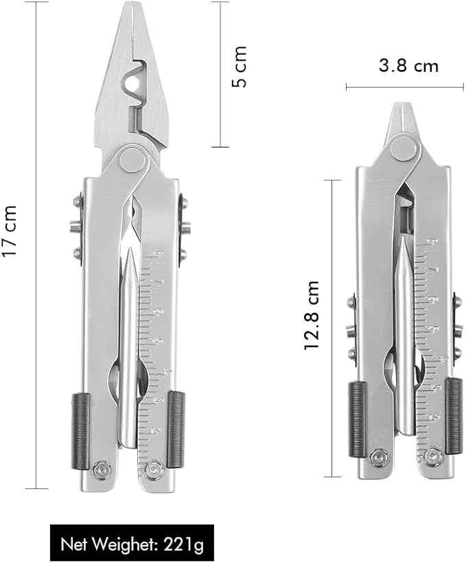 13 in 1 Portable Multifunction Tool Pliers Screwdrivers ire Stripper Folding Plier Pocket Cutter EDC Combination Tools for Outdoor Camping Fishing (Silver)