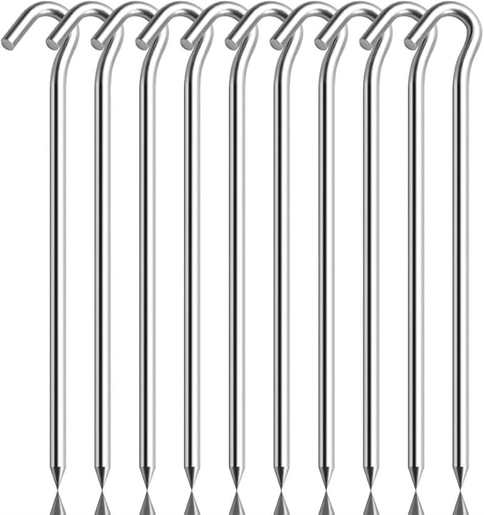 10PCS Aluminum Tent Stakes Pegs with Hooks, Camping Tent Stakes for Outdoor Travel, Professional Ground Stakes for Outdoor Camping, Hard and Light Tent Pegs, Specially Designed for Camping