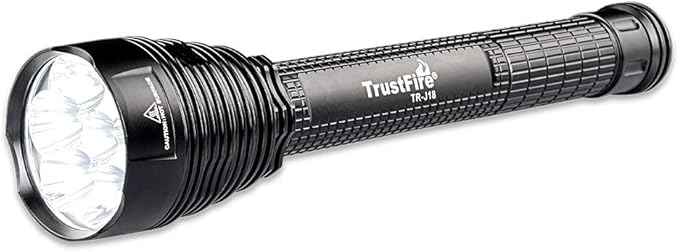 TrustFire LED Flashlight, J18 super Bright 8000 Lumens, Water Resistant 5 Light Modes Large Tactical Torch by 2X or 3X Rechargeable Battery (Battery Not Included)