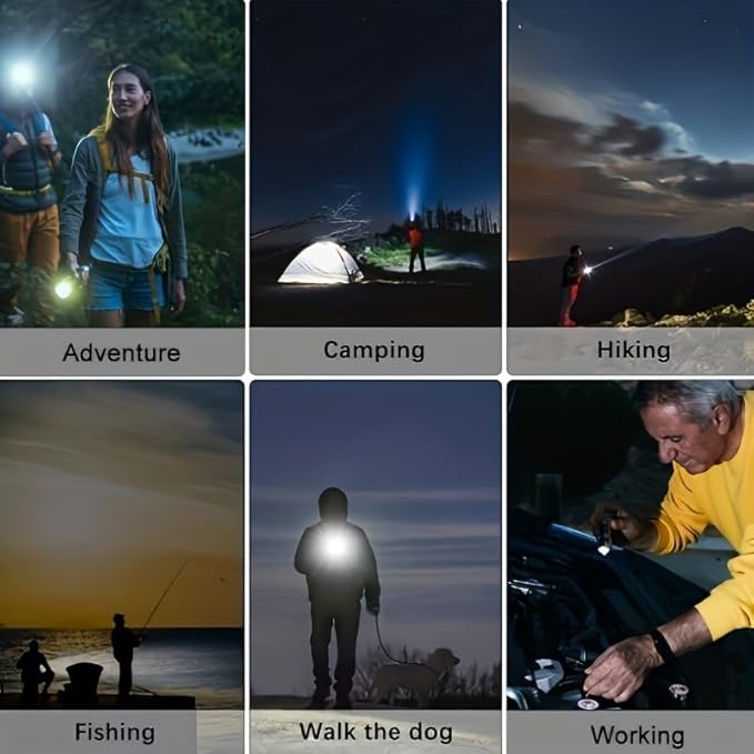 MODOAO 6 Pack Mini Flashlights LED Flashlight 7W 350LM 3 Mode Flashlight Torch Adjustable Focus Zoomable Light,Skid-Proof Design & Waterproof Design (Red)