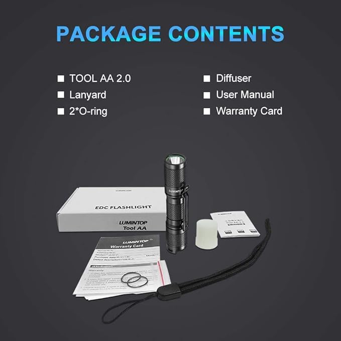 LUMINTOP Tool AA2.0 Nichia EDC Flashlight, High Color Redering Index Ra 93 219CT LED Flashlight 650 Lumens, 5 Modes with Mode Memory, Waterproof Torch for Working, Emergency