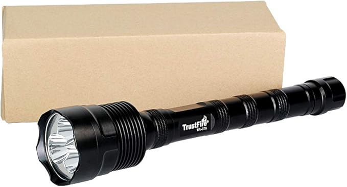 TrustFire TR-3T6 LED Flashlight, Super Bright 3800 Lumens, Water Resistant 5 Light Modes Large Tactical Torch by 2X or 3X Rechargeable Battery(not Included)