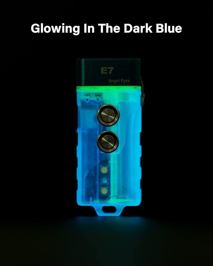 RovyVon E7 Small EDC Flashlight USB C Rechargeable 700lumens Bright Keychain Flashlight High Lumens, Compact LED Pocket Clip Flashlight Supports AAA Replaceable Battery, Case Glowing in The Dark.