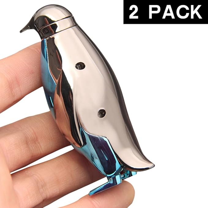2 Pack Blue Cool,Butane Jet Torch Lighter,Refillable Windproof Flame Lighters,Adjustable,Long,BBQ Candles Camping (No Gas)