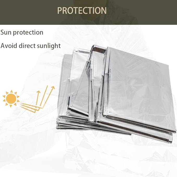 Emergency Blanket ,Portable Emergency Blanket Survival Gear Emergency Bivvy Thermal Sleeping Bag Camping ,Be Suitable for Outdoors, Hiking, Survival (Silver, 4 Pack)