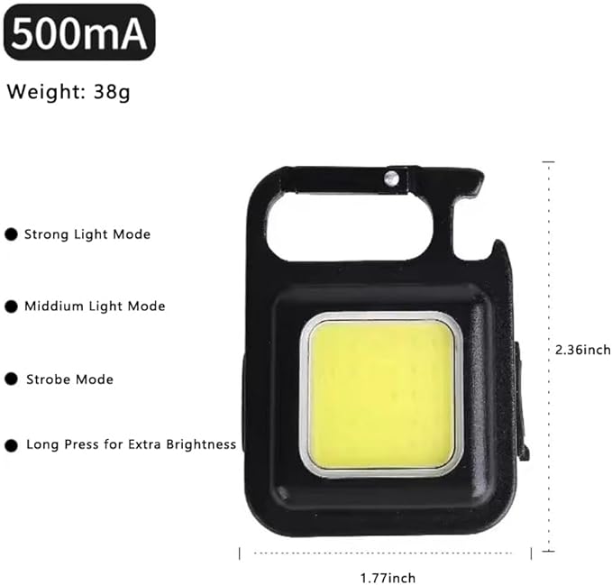 4Pack Keychain Work Light - Compact, Rechargeable, Ultra-Bright, with Carabiner, Magnetic, Adjustable Stand, Tripod - Perfect for Outdoor, Work, Emergency Use (4) pcs