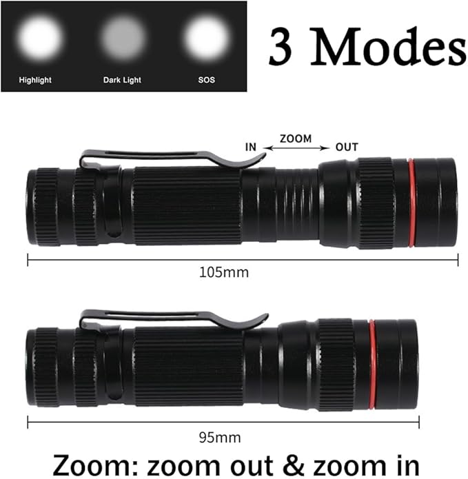 LED Flashlight Rechargeable 2 Pack, High Lumens Tactical Flashlights, Super Bright Small Flash Light, Mini Pocket Torch, 3 Modes Zoomable Flashlight for Outdoor, Camping, Birthday for Men Women