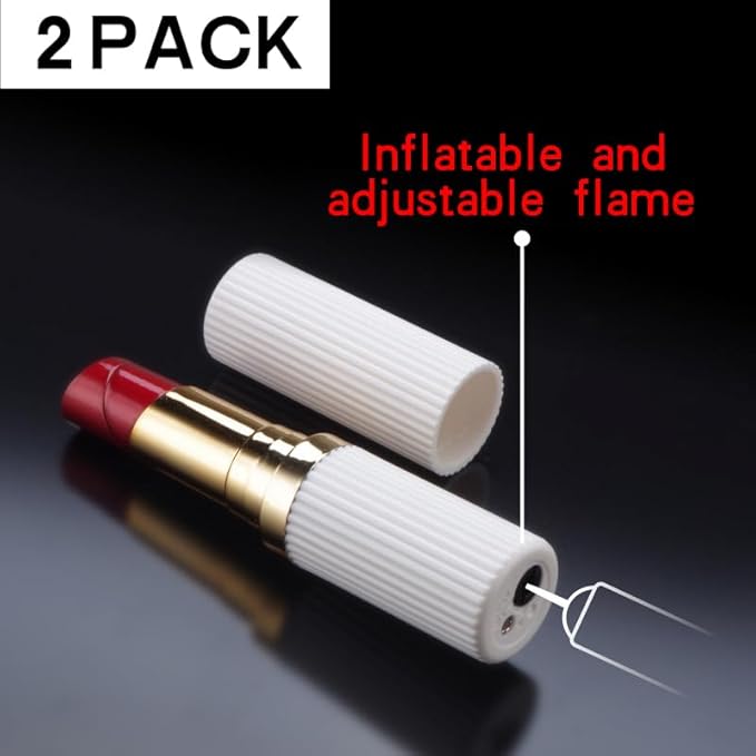 2 Pack Black and White Windproof Butane Jet Torch Lighter,Funny Cool Lighters,Adjustable Jet Flame Torch,Refillable,Grill BBQ Candle Camping(Without Gas) (R2)
