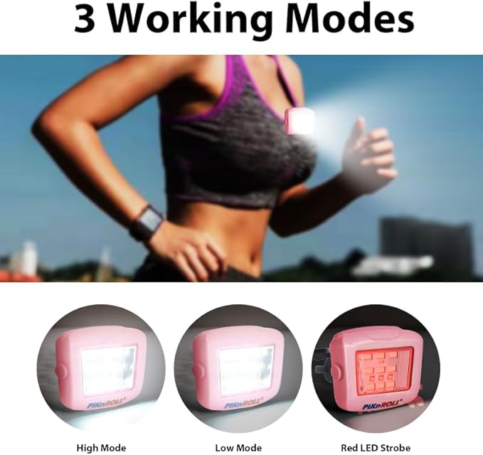 Running Lights, Waterproof LED Clip-On Light, 300 Lumens, USB Rechargeable, Suitable for Hiking, Running, Biking, Walking Dog, Car Repair, Emergency(2PCS,Pink)