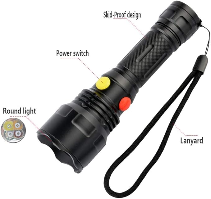 BESTSUN 4 Color in 1 Outdoor Flashlight with Red Green White Yellow Light, Multiple Color Flashlights Road Signal Torch for Night Vision, Camping, Hiking, Fishing