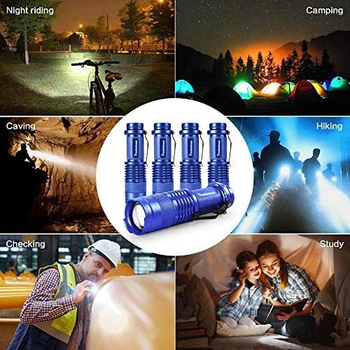 5 Pack LED Mini Flashlights 7W 300LM SK-68 3 Modes Q5 LED Tactical Flashlight for Camping Hiking Emergency (Blue)