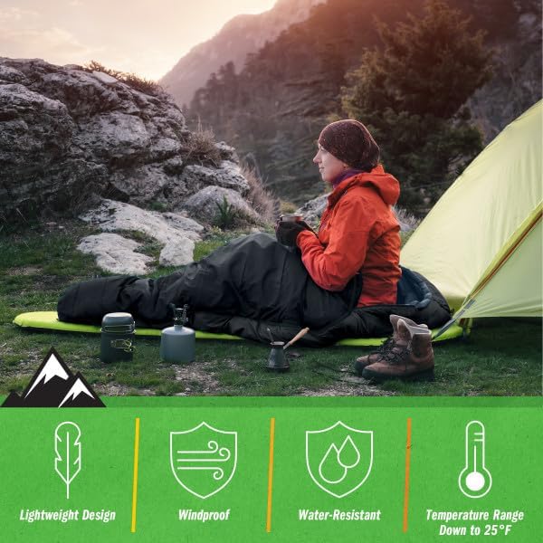 Mummy Sleeping Bag - Water-Resistant Adult Cold Weather Sleeping Bag