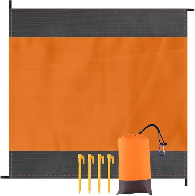 Forbidden Road 83' x 79" Beach Blanket Oversized Waterproof Sandproof Picnic Mat for 1-3 Adults (Orange, 83' x 79" (1-3 Person))