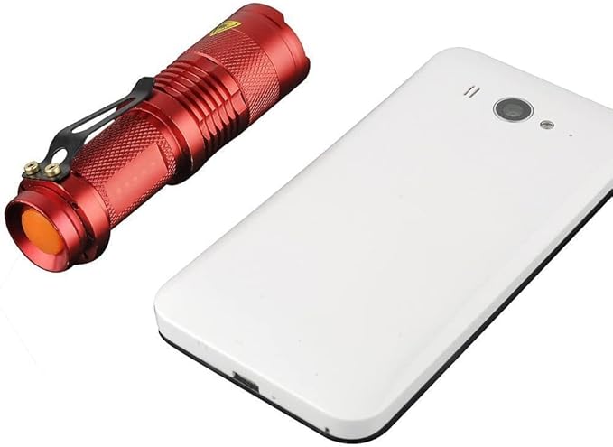 MODOAO 6 Pack Mini Flashlights LED Flashlight 7W 350LM 3 Mode Flashlight Torch Adjustable Focus Zoomable Light,Skid-Proof Design & Waterproof Design (Red)