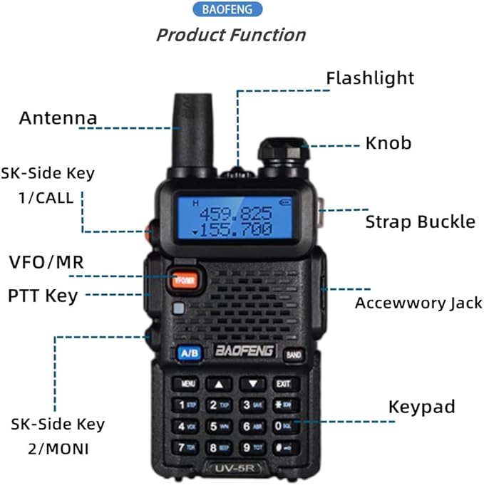 BAOFENG UV-5R Radio Handheld Dual Band Long Range Portable VHF/UHF 5W Walkie Talkie