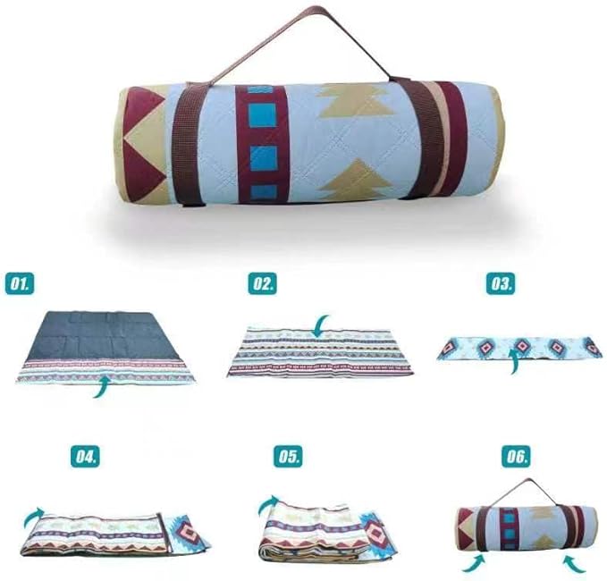 EXELNT Extra Large Outdoor Picnic Blankets Waterproof, for The Beach, Camping Travelling on The Grass, Park Blanket, Rolling Up Packaging,Portable Carring, 79" x 79" Picnic Mat - Aksu Style (Pink)