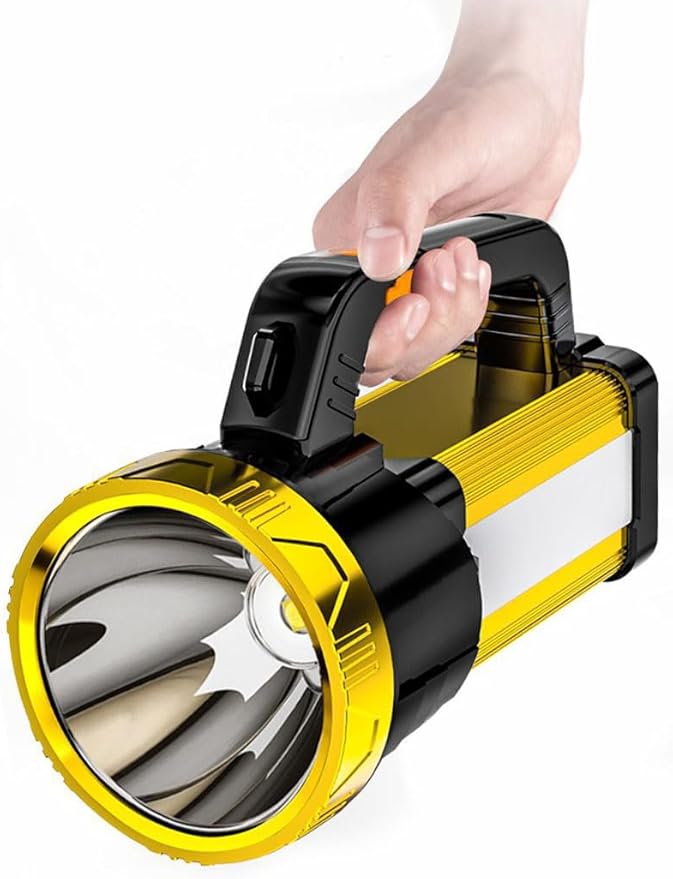 Rechargeable Handheld Spotlight Flashlights High Lumens Camping Essentials Lantern Battery Powered, 4 Light Modes Portable Bright Spot Light Searchlight for Emergency Power Outages Outdoor Hiking