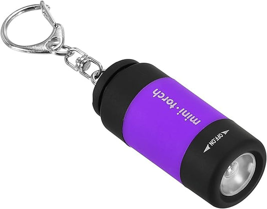 PATIKIL 2.1" Mini Rechargeable LED Keychain Flashlight, EDC Portable Small Torch with USB Charging for Everyday Carry, Purple