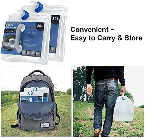 Collapsible Water Container with Spigot, BPA Free Water Storage Jug Water Canteen for Outdoor Camping Hiking & Emergency Survival Kit, Foldable Portable
