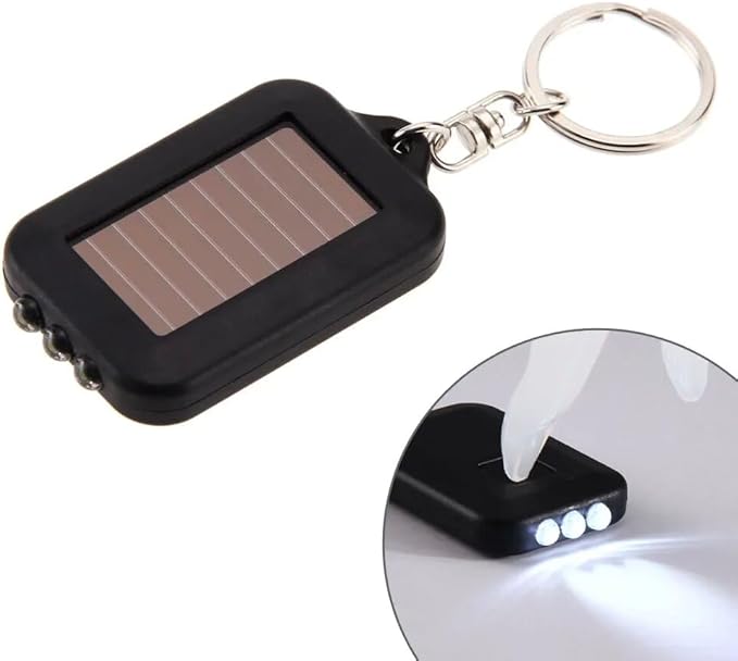 10 Pack Solar Mini Keychain Light Pocket Tiny LED Flashlight Rechargeable, Bright Small Flashlights Torch for EDC, Emergency, Power Outage,Camping, Party Favors (Black)