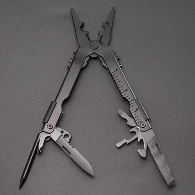 13 in 1 Portable Multifunction Tool Pliers Screwdrivers ire Stripper Folding Plier Pocket Cutter EDC Combination Tools for Outdoor Camping Fishing (Matte Black)