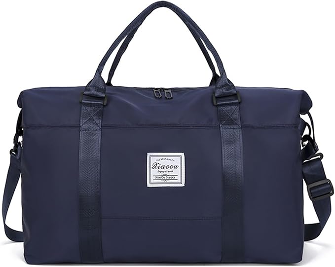 KARRESLY Travel Duffel Bag for Women,Shoulder Weekender Overnight Bag Sports Gym Tote Bag,Waterproof(Dark Blue)