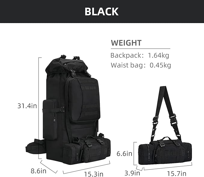 100L Camping Hiking Backpack,Molle military Tactical rucksack backpack,Waterproof Lightweight Hiking Backpack
