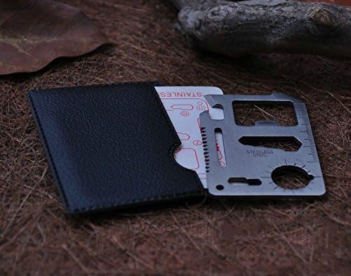 Gixaxak Outdoorsman 11 in 1 Stainless Steel Credit Card Pocket Sized Survival Multi-Functional Gadget Tool for Camping Hiking or Emergency Survival Multitool Card Camping Tool EDC Kit in Your Wallet