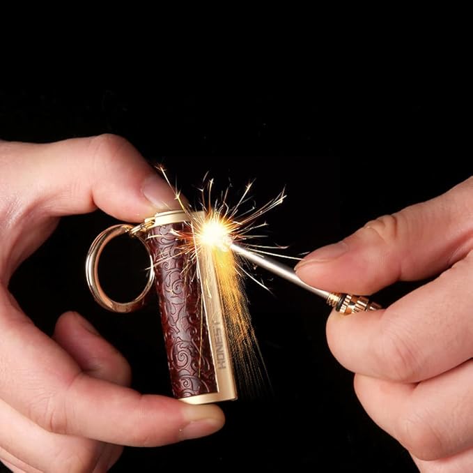 Permanent Match Keychain Lighter, Matchstick Flint Fire Starter for Outdoor Camping Emergency Survival Gear, Great Gift for Men Dad Husband