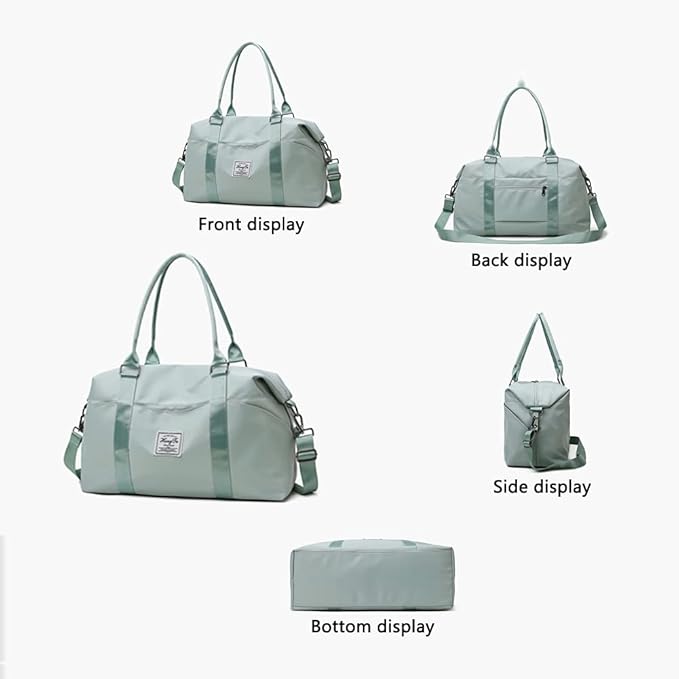 KARRESLY Travel Duffel Bag for Women,Shoulder Weekender Overnight Bag Sports Gym Tote Bag,Waterproof(Sky Blue) free size