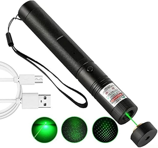 Long-Range Green Light Flashlight, (Built-in USB Charging), Starry Sky, Pattern, Presentation and Outdoor