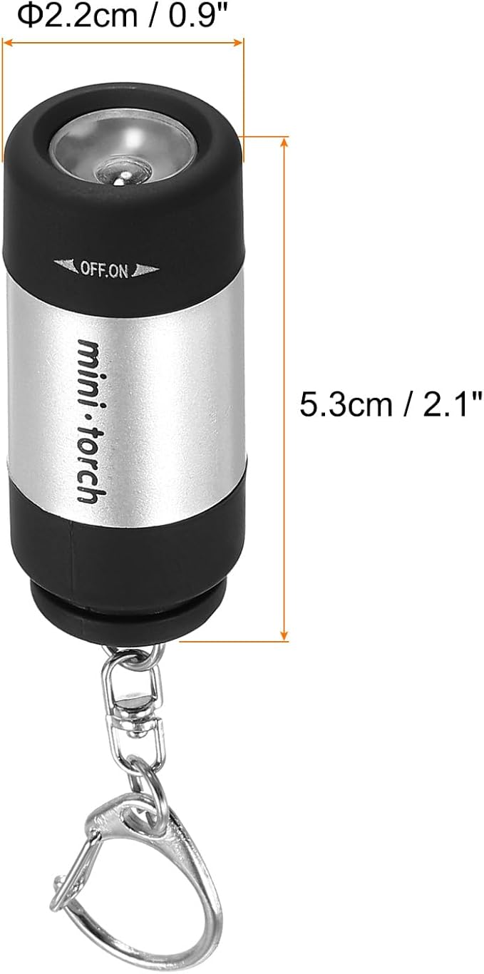PATIKIL 2.1" Mini Rechargeable LED Keychain Flashlight, EDC Portable Small Torch with USB Charging for Everyday Carry, Silver