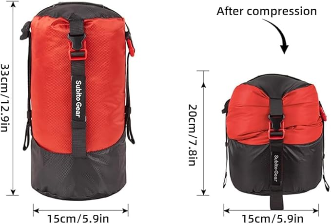Ultra-Light Compression Stuff Sack, 70D Nylon Sleeping Bag Stuff Sack 1L/5L/7L/17L/25L Compression Bag Space Saving Gear for Camping Hiking Backpacking