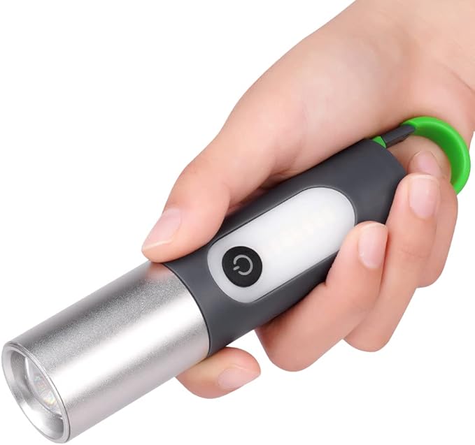 Ainiv Rechargeable LED Flashlight and Camping Lantern Combo, High Lumens 4 Modes Tactical Flashlight, Small LED Flashlight Zoomable, Handy Light with Lamp Shade for Camping, Outdoors