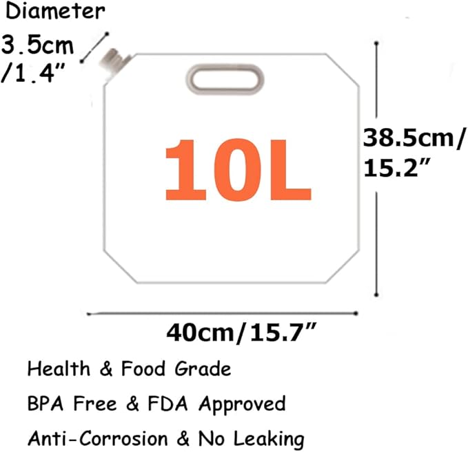 Collapsible Emergency Water Jug Container Bag, Freezable, BPA Free Plastic Water Carrier Tank, Outdoor Folding Water Bag for Sport Camping Riding Mountaineer Backoacking, Food Grade