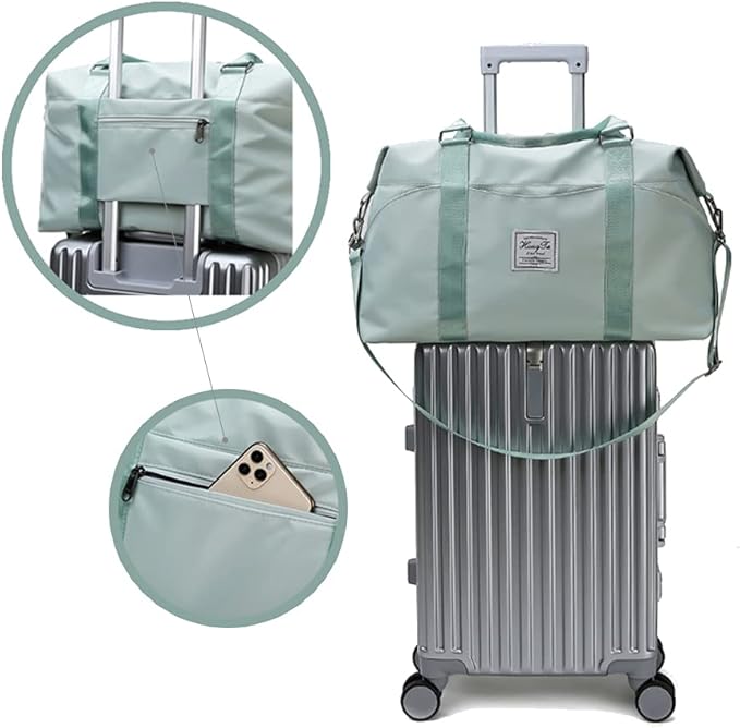 KARRESLY Travel Duffel Bag for Women,Shoulder Weekender Overnight Bag Sports Gym Tote Bag,Waterproof(Sky Blue) free size