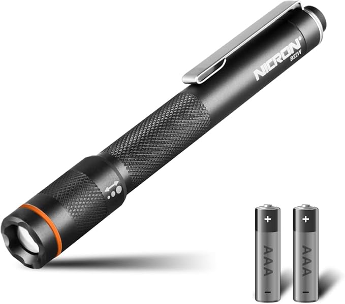 NICRON B22W LED Pocket Pen Light, Small, Compact, Portable, Zoomable Flashlight with Clip for nspection, Camping, Outdoor, Everyday Use