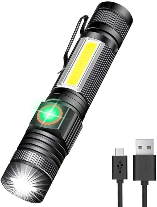 Flashlight USB Rechargeable Handheld Flashlights,Bright Zoomable LED Flashlights with High Lumens and 5 Modes,Waterproof Portable Pocket Flash Light for Emergency, Camping, and Outdoor Use(4 Pack)