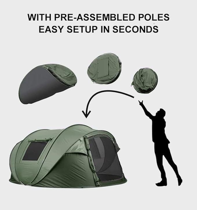 Instant Pop Up Camping Tent, 5-6 Person Tents,Automatic Set Up Tent in 3 Seconds,Waterproof Sunshade Family Tent,Portable Lightweight Dome Tent for Outdoor Camping,Hiking,Travel & Beach